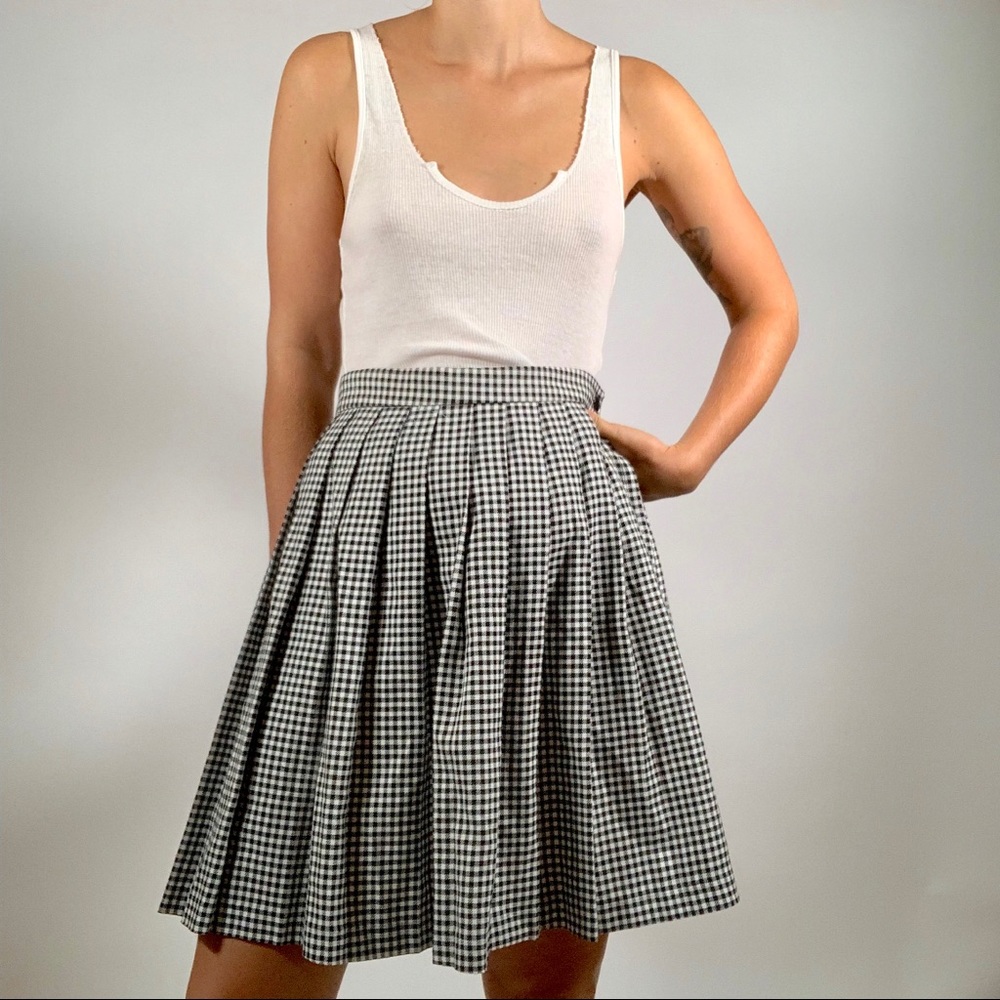 Vintage 90s Houndstooth Pleated Skirt